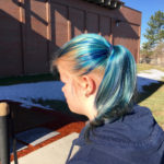 Close-up of Vika's Blue hair