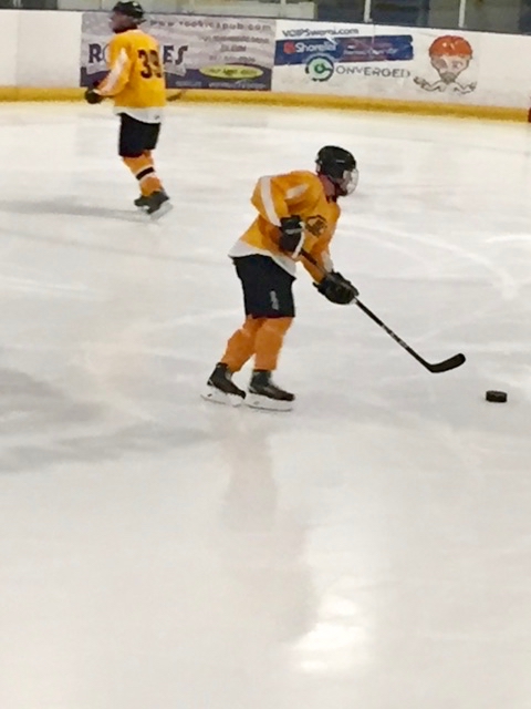 Daniel works the puck across the ice