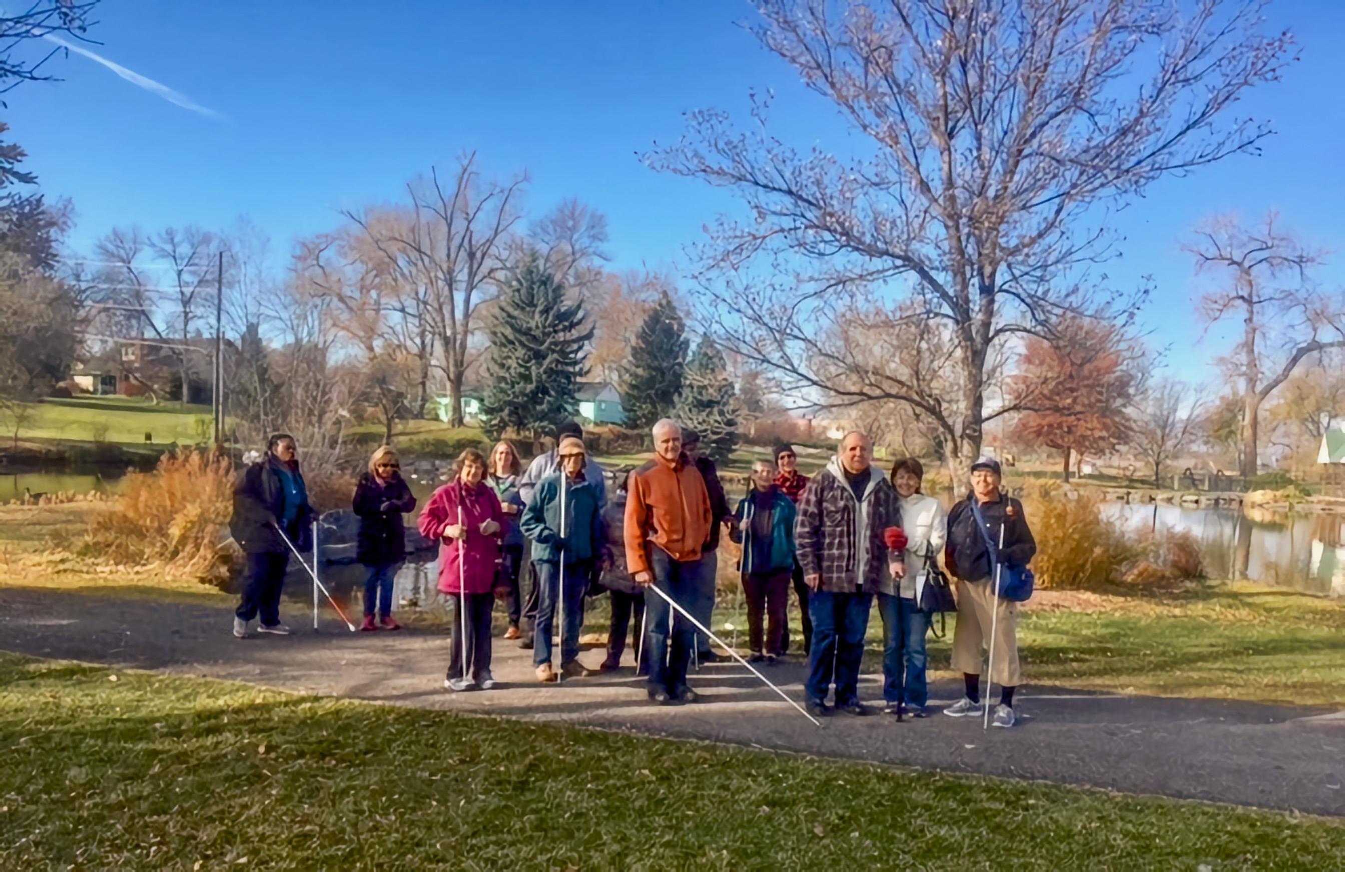 A group of CCB Seniors out on a walk bird watching