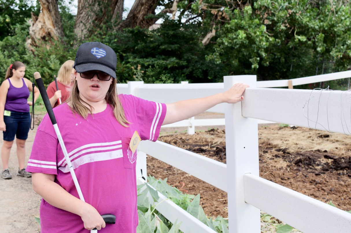 Cheyenne counts how many fence posts need to be replaced at the Right Step Horse Ranch<