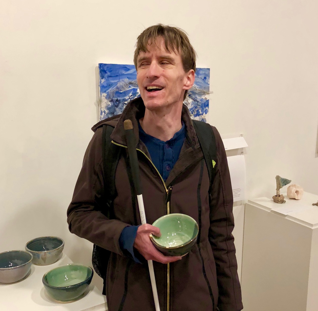 Davina shows ceramic bowls she threw on the wheel