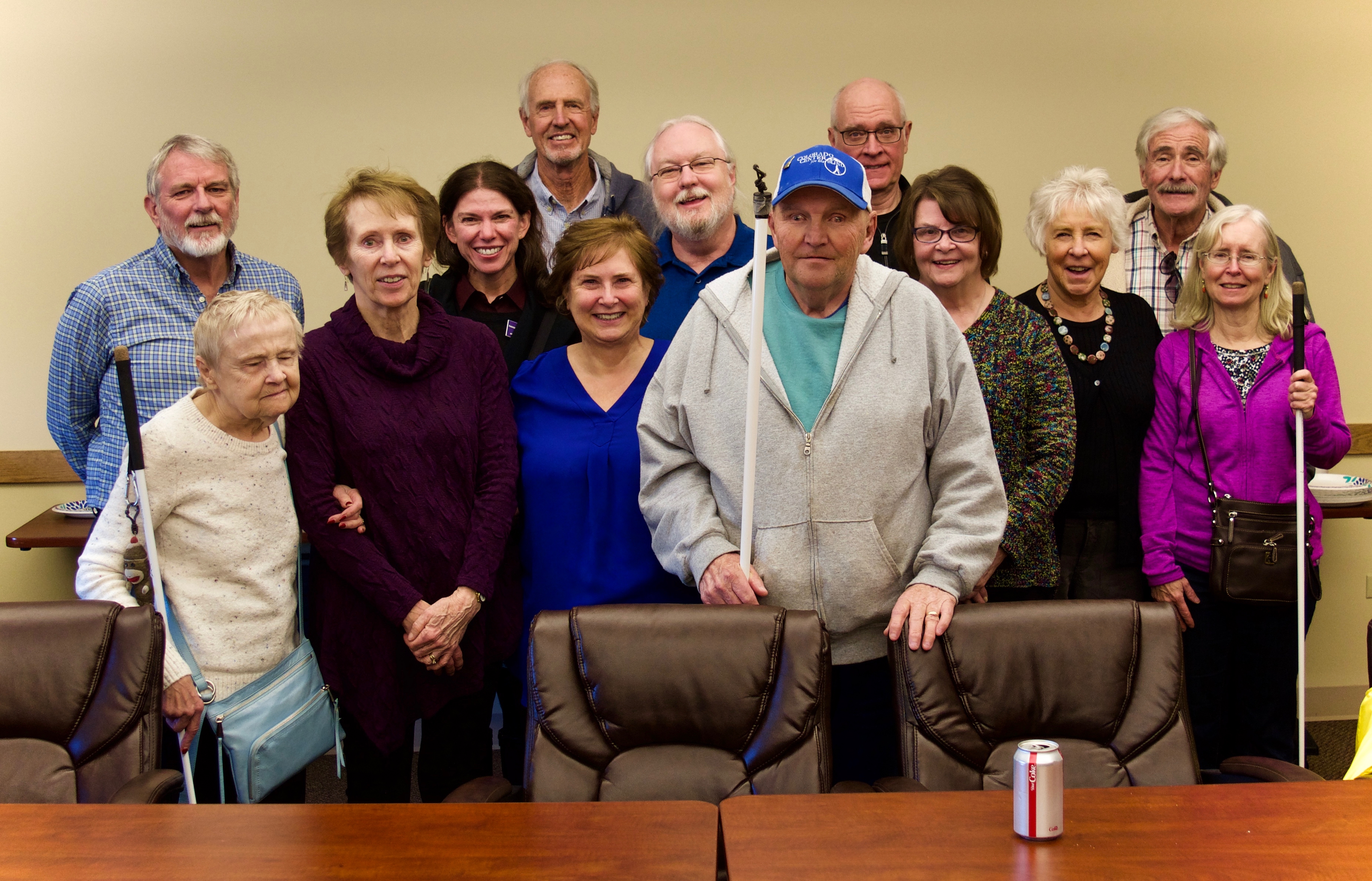 Thirteen is our lucky number when you look at the Rogue’s Gallery in this photo. These are thirteen volunteers who contribute so much to the Colorado Center for the Blind and to our students. Yet they humbly protest that they get back more than they give. We suppose that’s their call, but we’re telling you they give a lot.