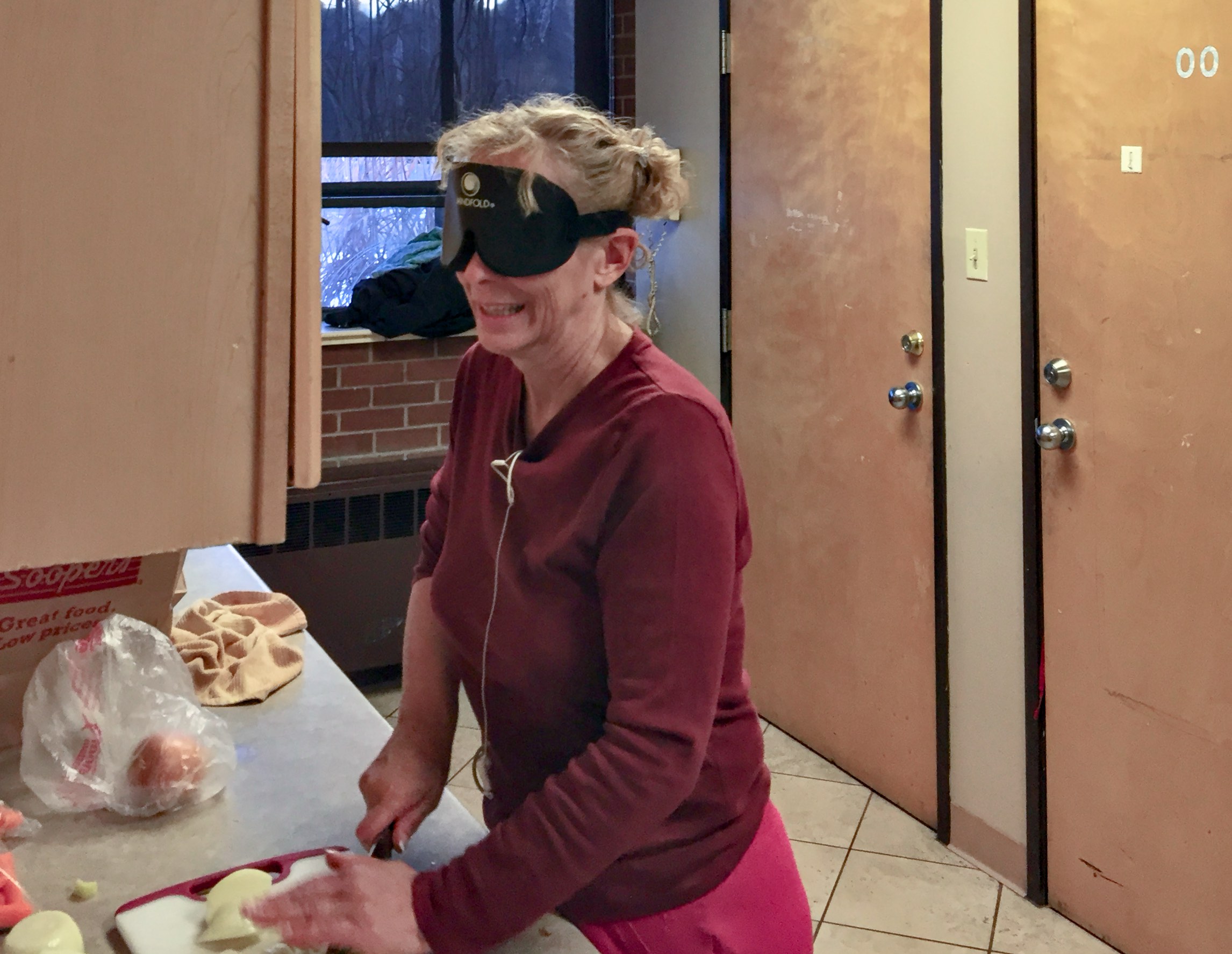 A woman hard at work in the kitchen