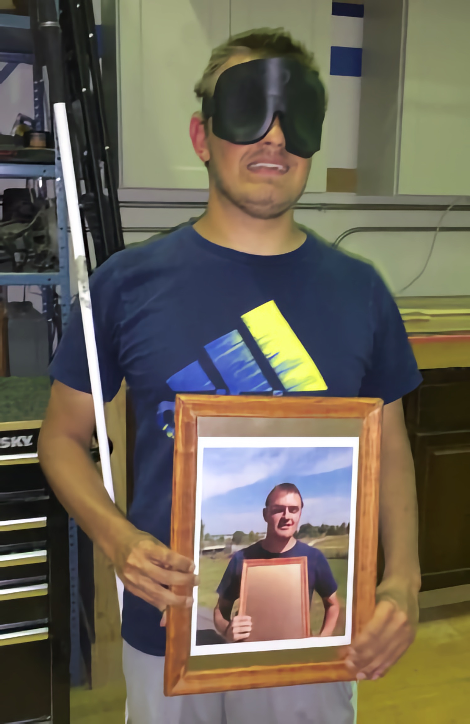 Andy showing his picture frame woodshop project
