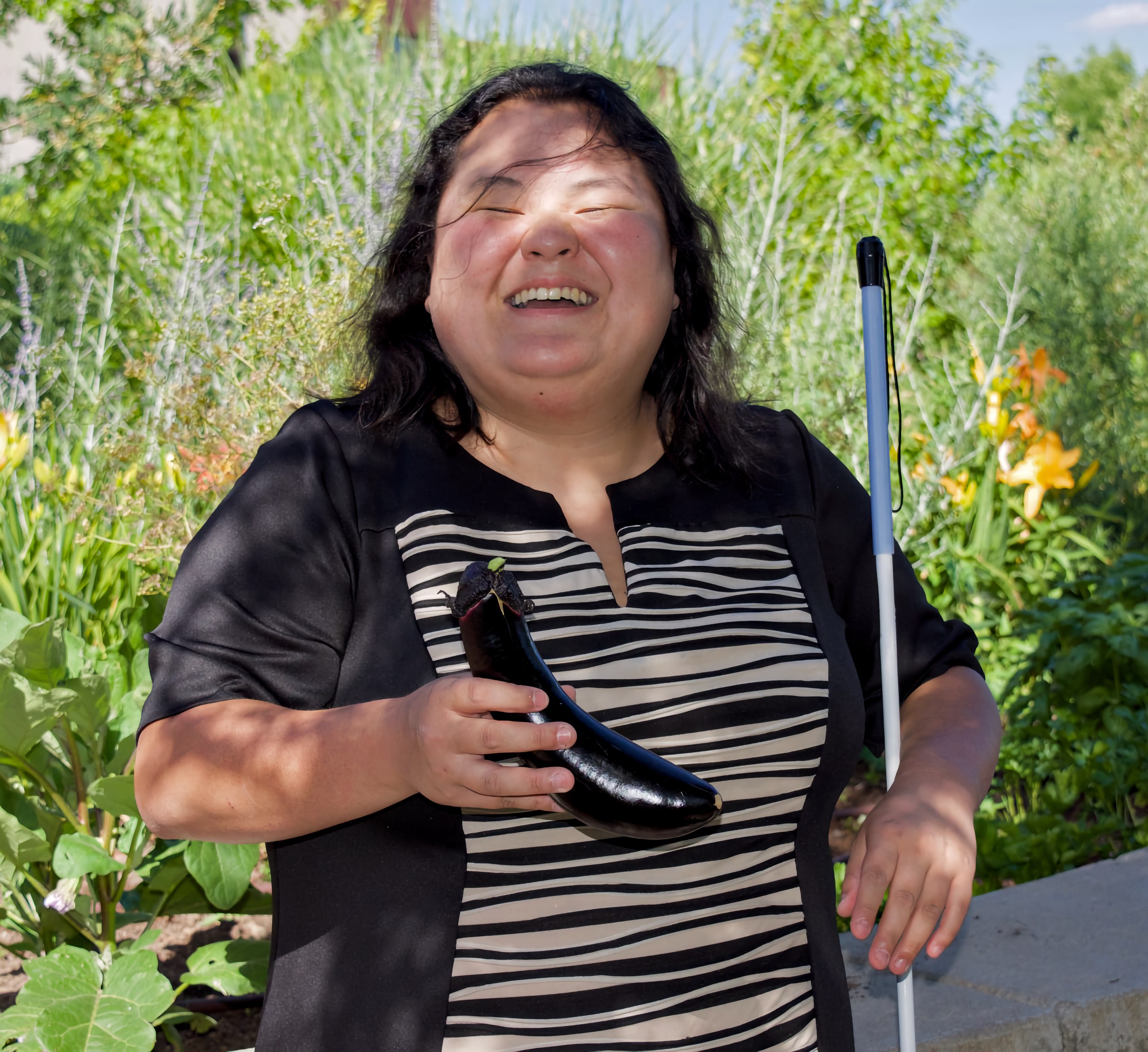 Showe with a beautiful Japanese eggplant from the garden