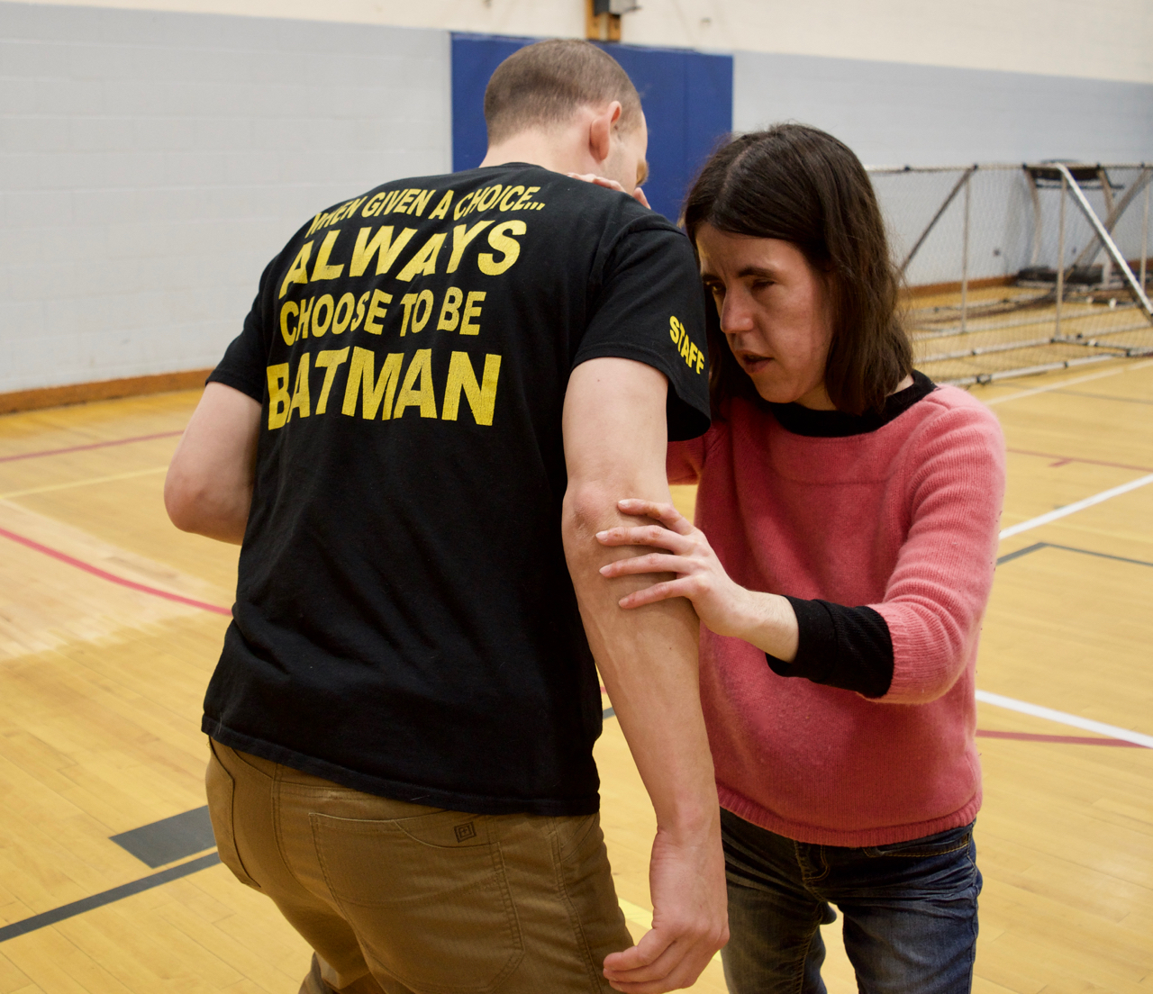 Sirena wards off an attacker in Martial Arts Class