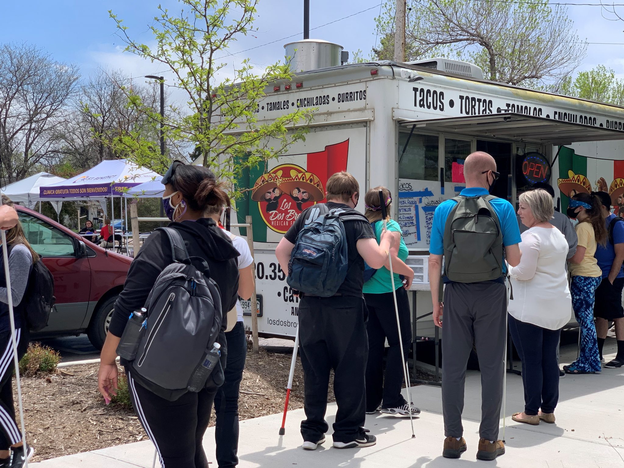 Students around the taco truck on Vax Day