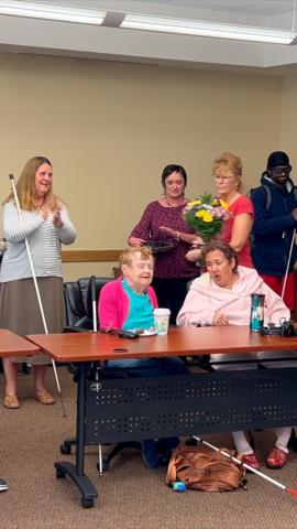 Singing to Diane for her 92nd Birthday at Tuesday's Senior Meeting