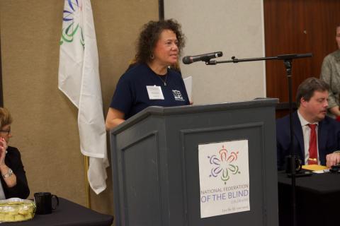 Blanca at the podium at NFBCO17