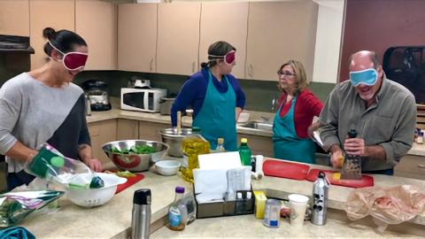Feb 2017 Rehab Counselors making Magic Quinoa Casserole Fancy Salad and Apple Crisp