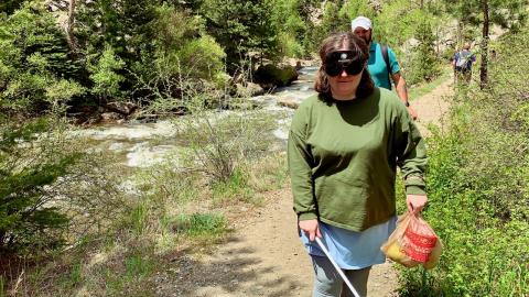 Holly Scott-Gardner Hiking along Clear Creek on her first day at CCB