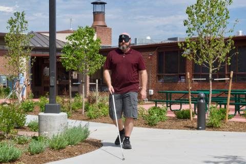 Paul headed out from the Center with his cane