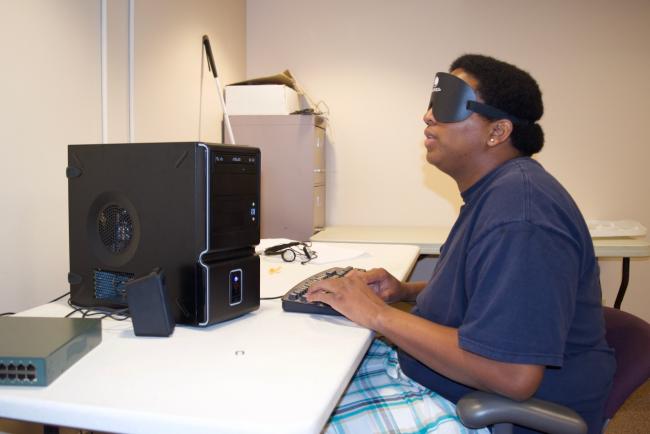 Chris working at the computer