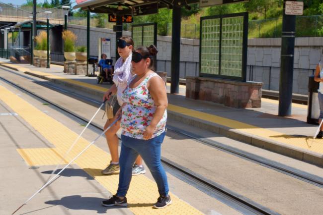 Rocky and Christina crossing the tracks