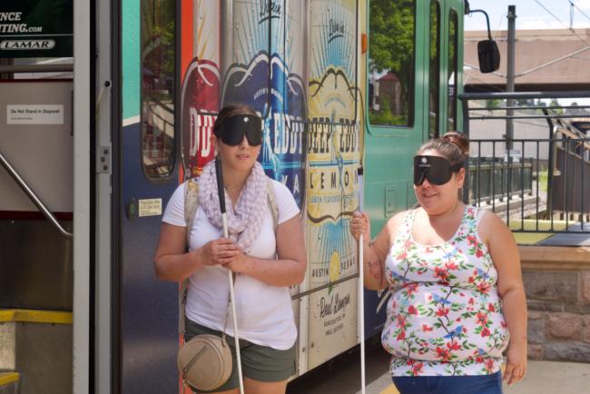 Christina and Rocky about to get on the Light Rail