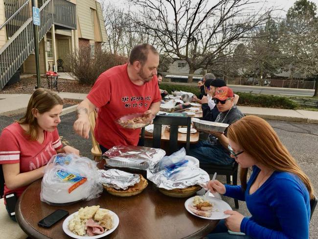 Outdoor Thanksgiving at the apartments
