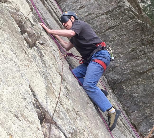 Student rock climbing