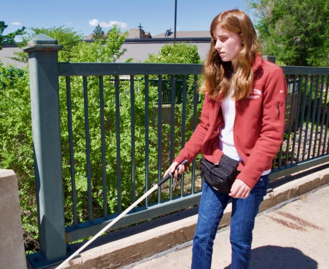 Rebecca out on Travel near the Greenway entry on Prince Street