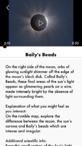 Eclipse Soundscapes App featuring Baily's Beads