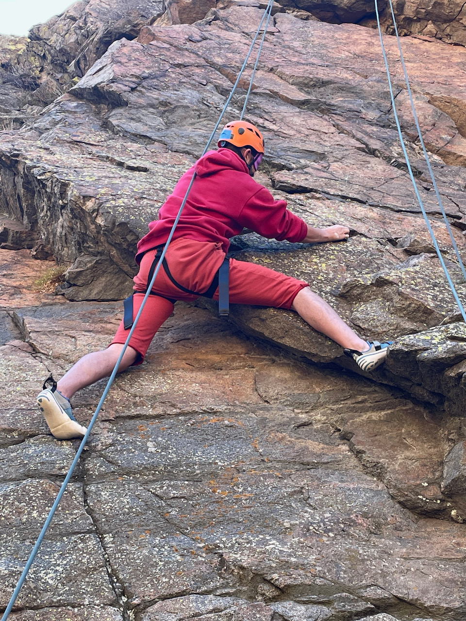 rc Dan H climbing technical move, can see sleep shades on, shows