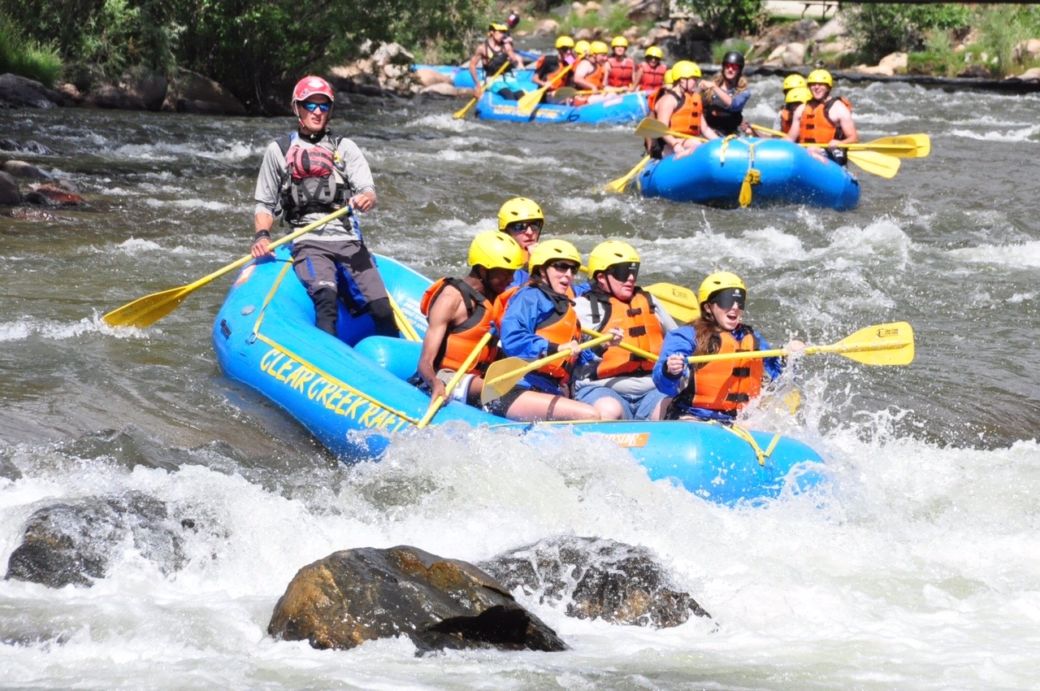 Four rafts head toward white water